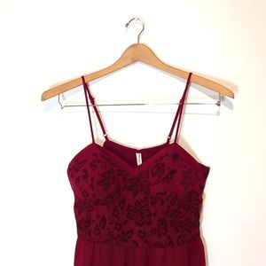 Xhilaration Red Floral Jumpsuit